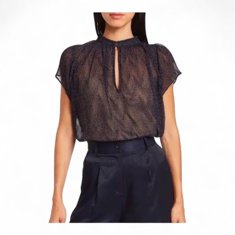 Vince Starry Dot Blouse in Navy NWT